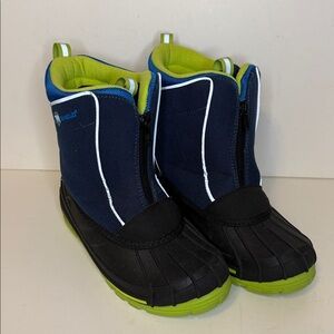 Boys Arctic Shield Snow Boots - Blue & Neon Green, Size 4